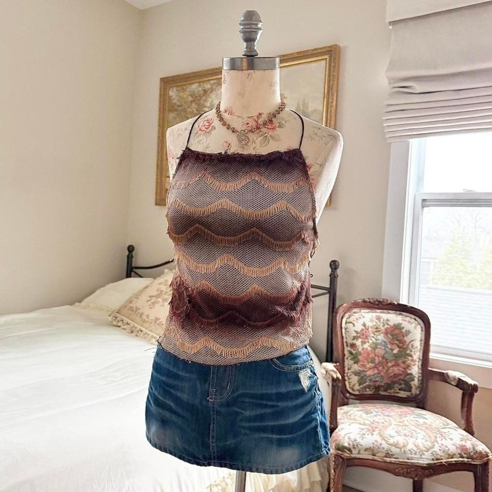 Boho fringe cami  y2k q & r cami fits‎ like a small